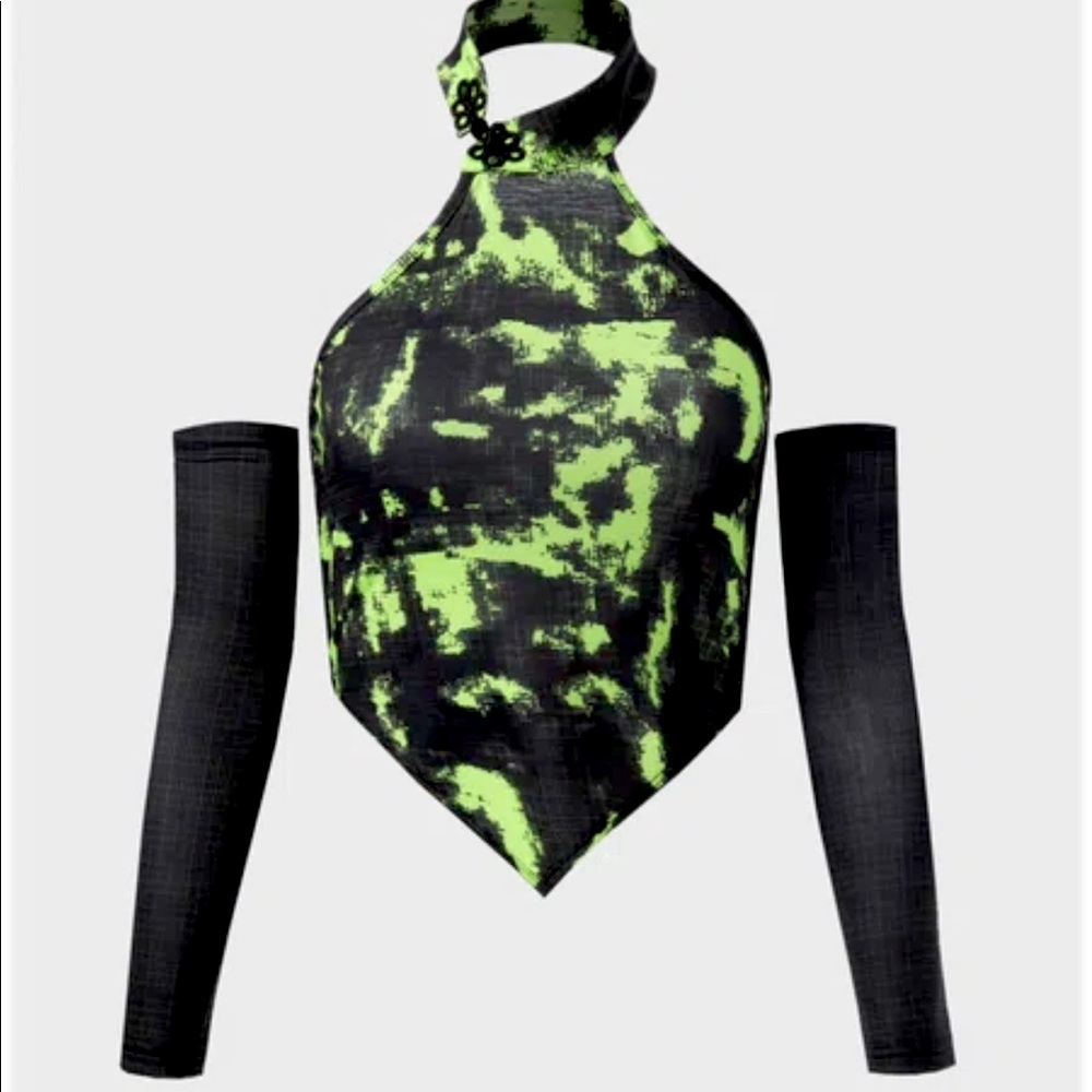 Abstract figure printed casual halter top by Kollyy